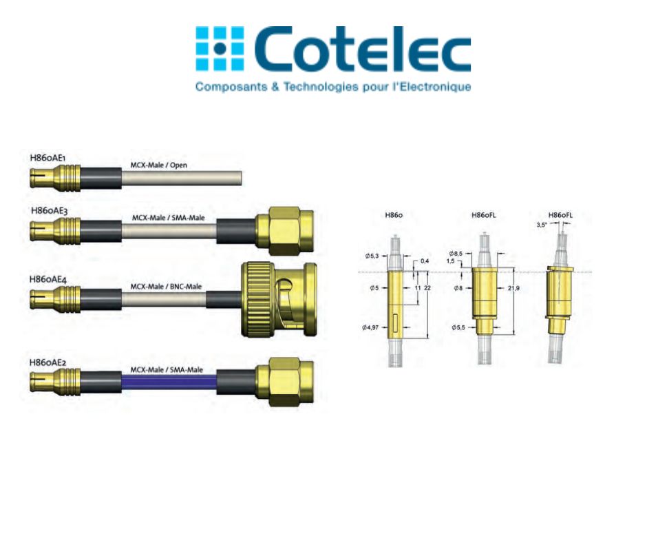 Réceptacles Câble de raccordement pointe HF 60