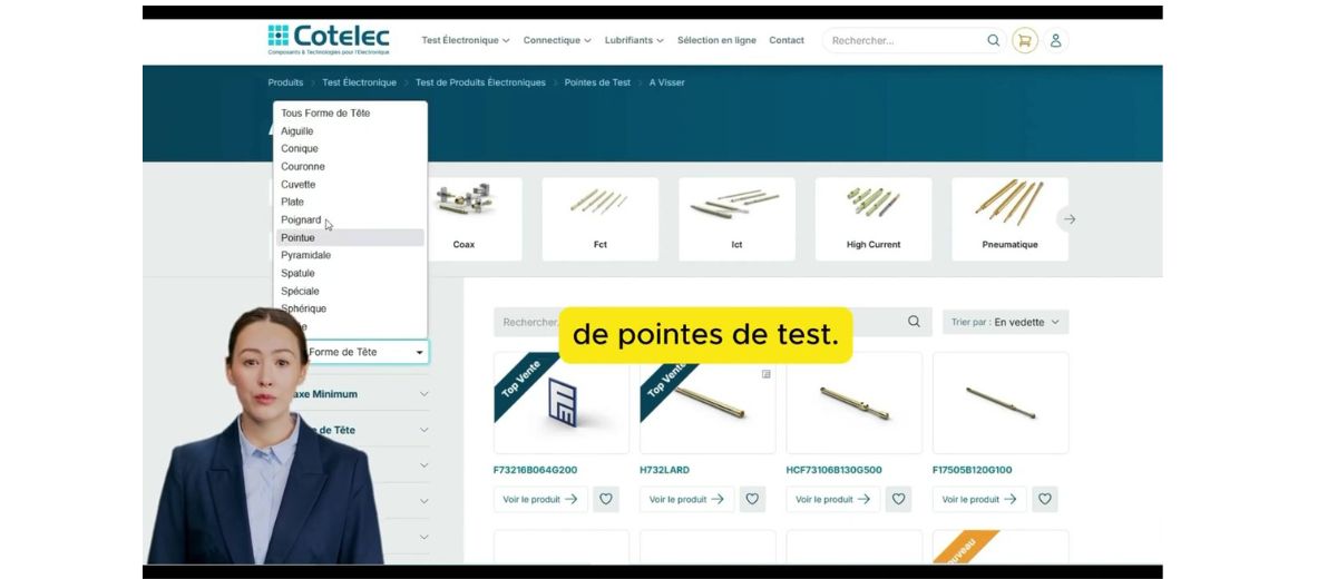 Familles produits Cotelec pour test électronique et connectique industrielle