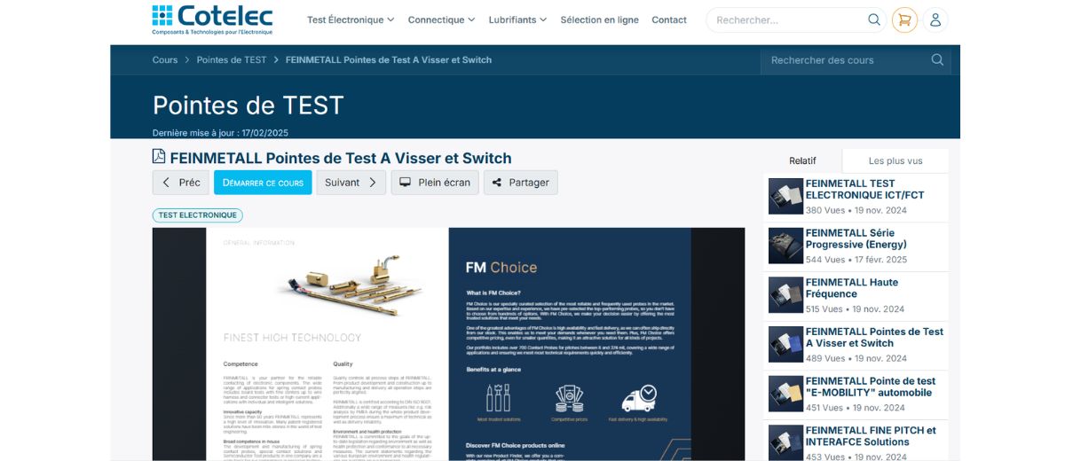 Pointes de test à ressort pour PCB et tests de câbles